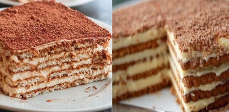 Sušenkový dort, oblíbený dezert dětí. Jednoduchý a rychlý recept, bez pečení