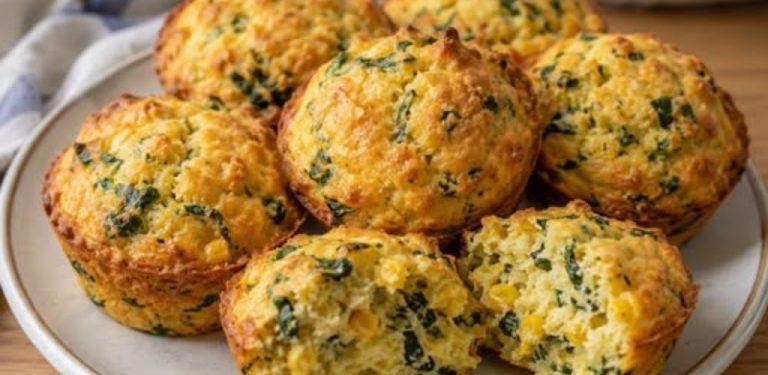 Slané muffiny z polenty se špenátem a kukuřicí: rychlý recept na snídani, svačinu i lehkou večeři