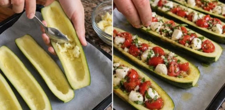 Pečené cuketové lodičky s mozzarellou a rajčaty: lehké letní jídlo, které si zamiluje celá rodina