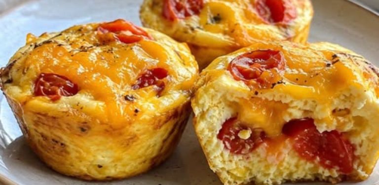 Vaječné muffiny s rajčaty a čedarem: rychlá slaná snídaně z trouby