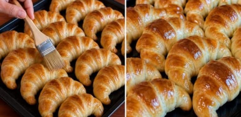 Máslové rohlíčky ve tvaru půlměsíce s domácím sirupem 🥐✨ Voňavé, měkké a krásně lesklé