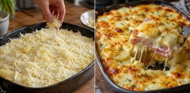 Zapečené brambory se šunkou a mozzarellou: krémové, šťavnaté a krásně dozlatova