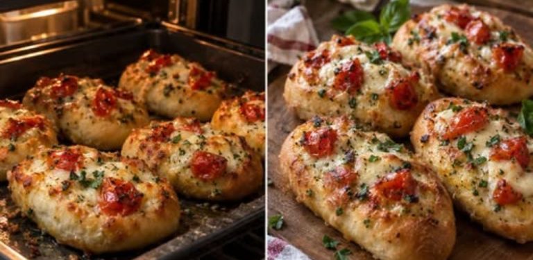 Mini česnekové chlebíčky s mozzarellou a cherry rajčaty 
