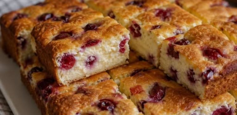 Tvarohový řez s třešněmi – jednoduchý, vláčný a krásně krémový